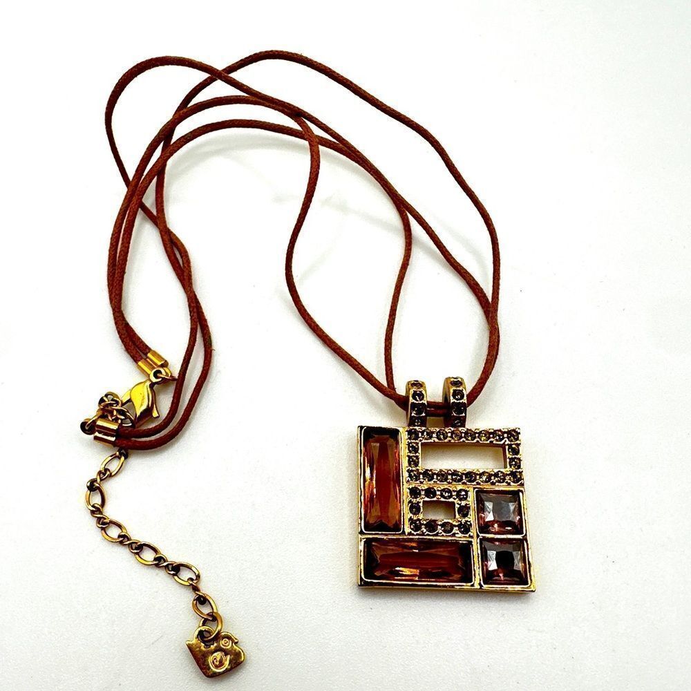 Genuine vintage Gold tone Swarovski Crystal Geometric Choker Necklace!
